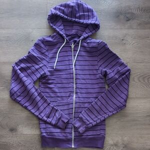 American Apparel Purple And Black Striped Hoodie Size XS
